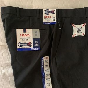 Men’s Izod 38x34 straight, flat front slacks. New with tags. Charcoal color.